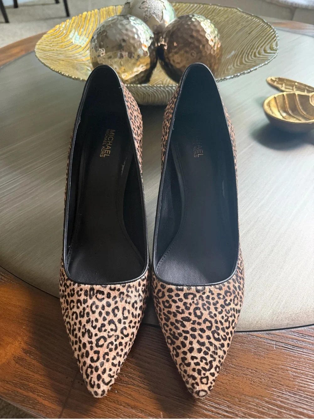 Michael Kors Leopard Print Pointed Toe Pumps - Brown/Black